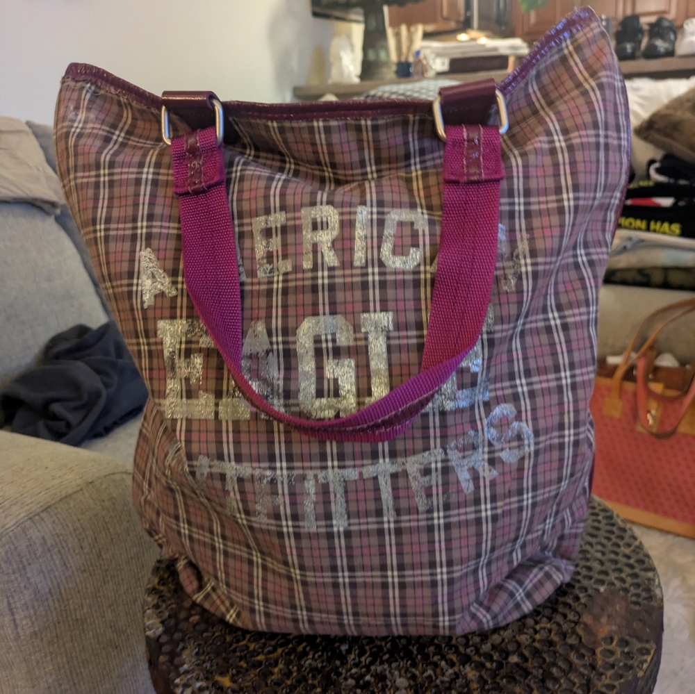 American Eagle Outfitters Purple Plaid Tote